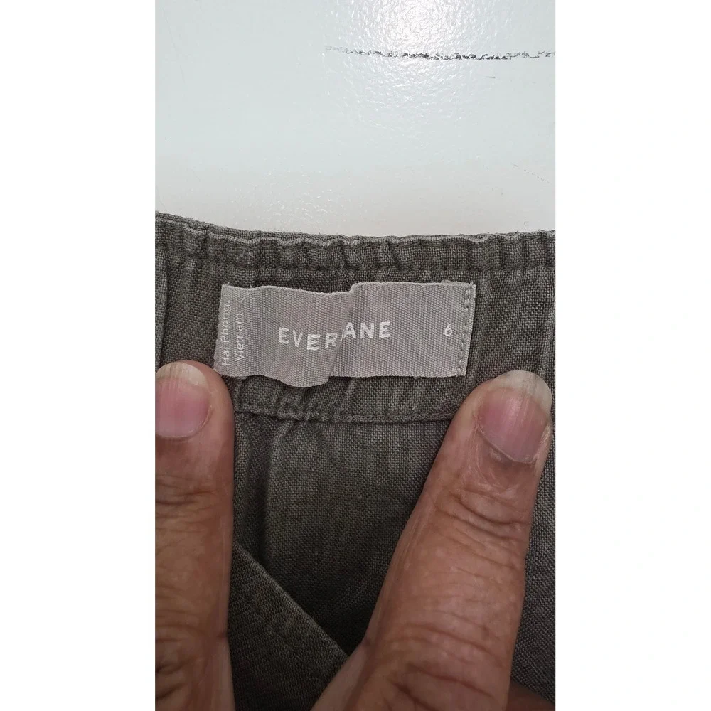 Everlane Linen Button-Front Jumpsuit Women 6 Green Casual Festival Vacational